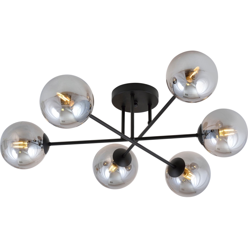 Lustre de teto ROMA 6xE14/10W/230V preto/fumê