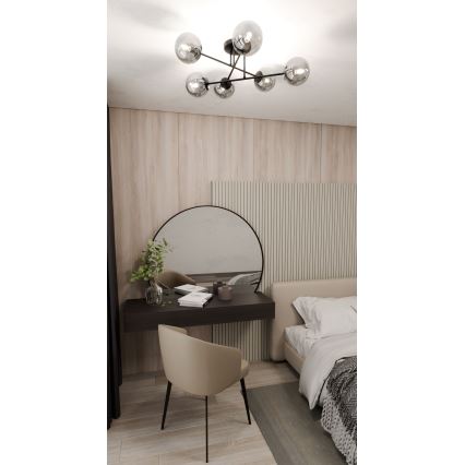 Lustre de teto ROMA 6xE14/10W/230V preto/fumê