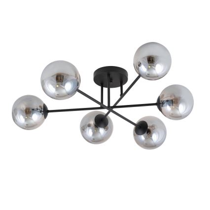 Lustre de teto ROMA 6xE14/10W/230V preto/fumê