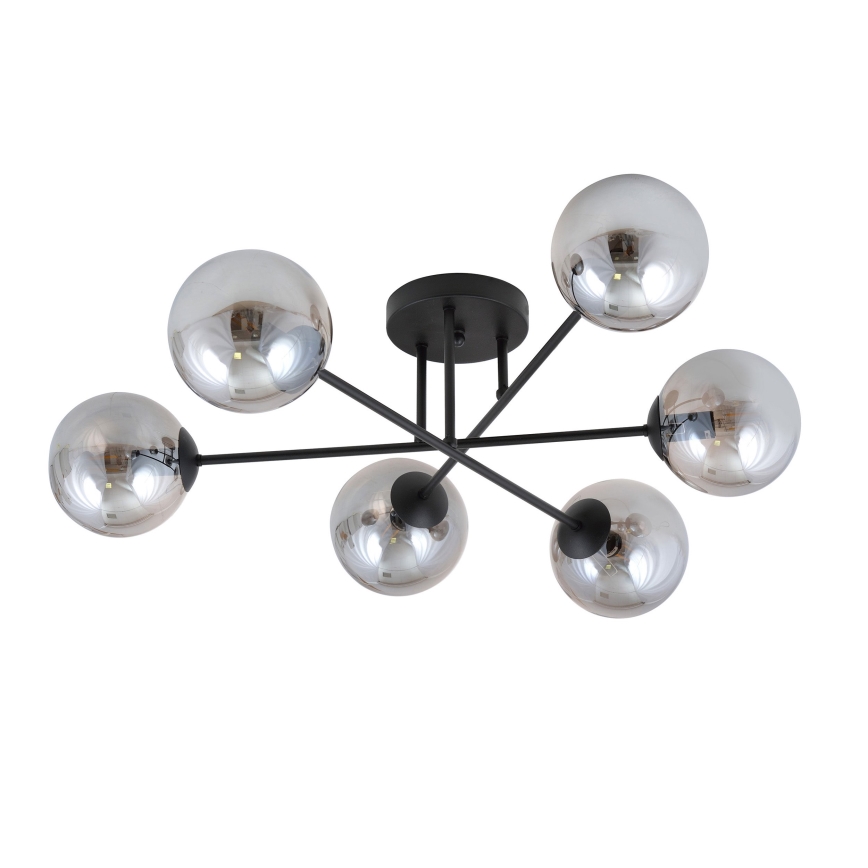 Lustre de teto ROMA 6xE14/10W/230V preto/fumê