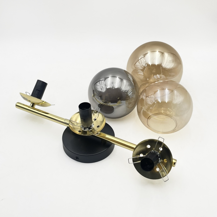 Lustre de teto sobreposto AURIS 3xE14/15W/230V dourado/preto fumê/bege