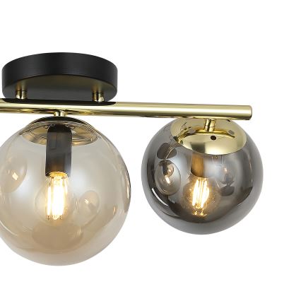 Lustre de teto sobreposto AURIS 3xE14/15W/230V dourado/preto fumê/bege