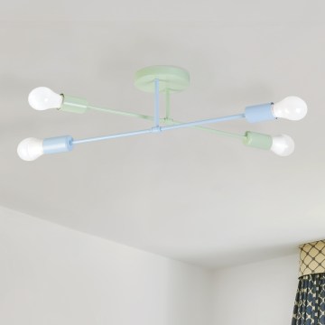 Lustre de teto sobreposto CAMBRIDGE 4xE27/15W/230V verde/azul