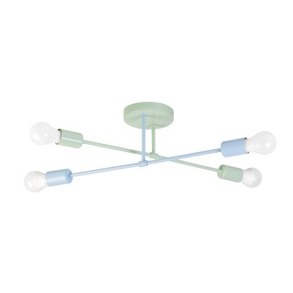 Lustre de teto sobreposto CAMBRIDGE 4xE27/15W/230V verde/azul