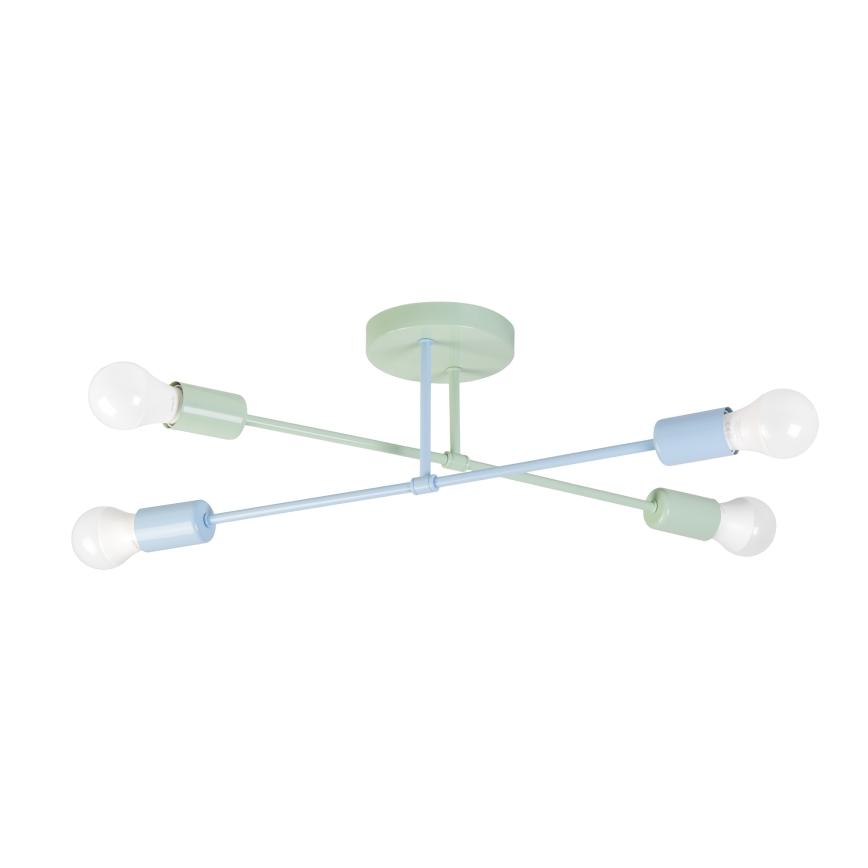 Lustre de teto sobreposto CAMBRIDGE 4xE27/15W/230V verde/azul