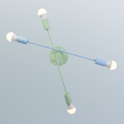 Lustre de teto sobreposto CAMBRIDGE 4xE27/15W/230V verde/azul