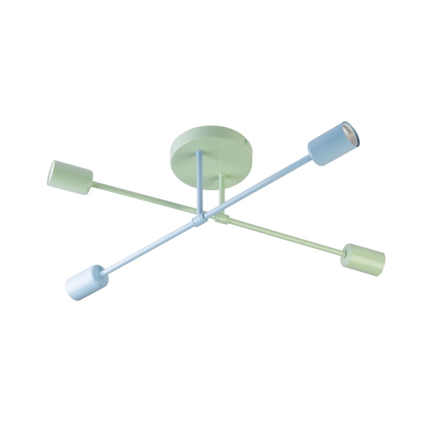 Lustre de teto sobreposto CAMBRIDGE 4xE27/15W/230V verde/azul