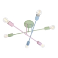 Lustre de teto sobreposto CAMBRIDGE 6xE27/15W/230V verde/azul/rosa
