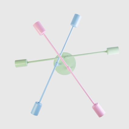Lustre de teto sobreposto CAMBRIDGE 6xE27/15W/230V verde/azul/rosa