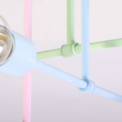 Lustre de teto sobreposto CAMBRIDGE 6xE27/15W/230V verde/azul/rosa