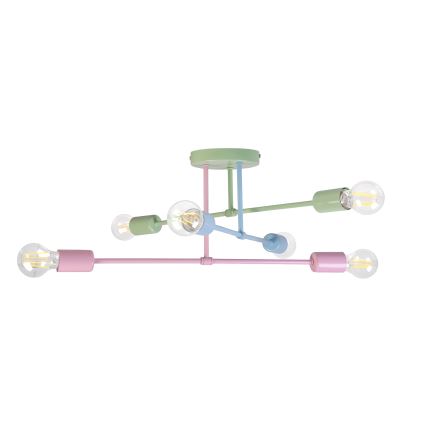 Lustre de teto sobreposto CAMBRIDGE 6xE27/15W/230V verde/azul/rosa