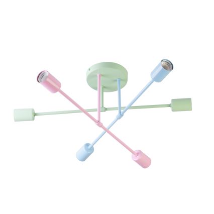 Lustre de teto sobreposto CAMBRIDGE 6xE27/15W/230V verde/azul/rosa