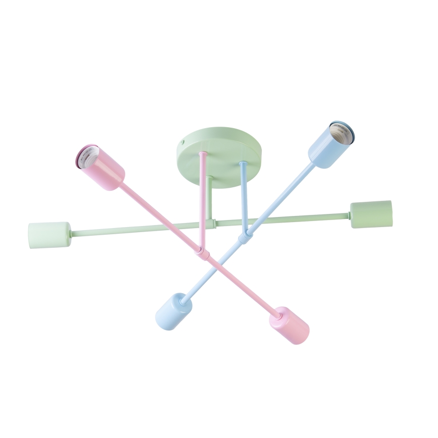Lustre de teto sobreposto CAMBRIDGE 6xE27/15W/230V verde/azul/rosa