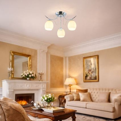 Lustre de teto sobreposto ELLA 3xE27/15W/230V, acabamento cromado brilhante