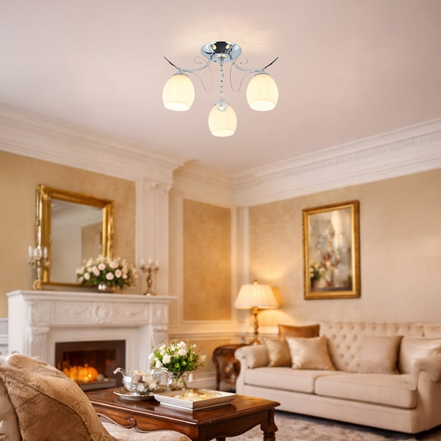 Lustre de teto sobreposto ELLA 3xE27/15W/230V, acabamento cromado brilhante