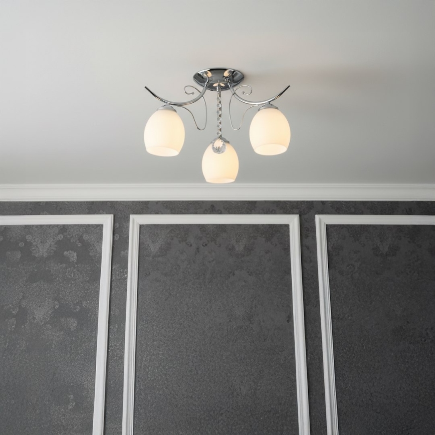 Lustre de teto sobreposto ELLA 3xE27/15W/230V, acabamento cromado brilhante
