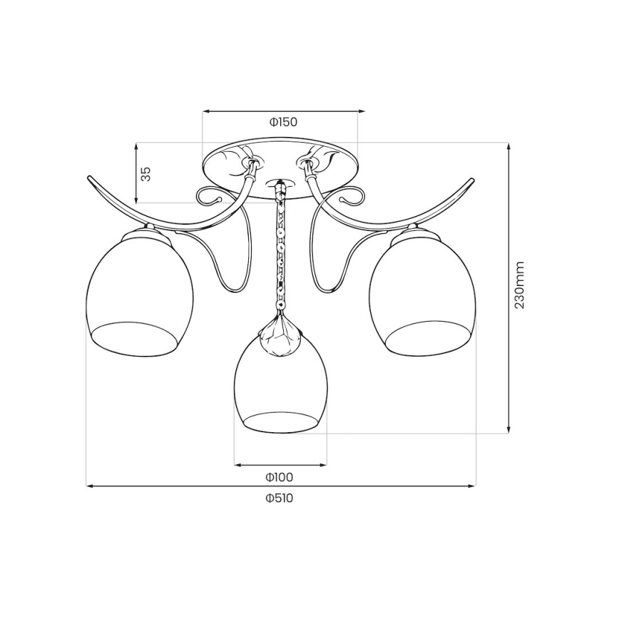 Lustre de teto sobreposto ELLA 3xE27/15W/230V, acabamento cromado brilhante