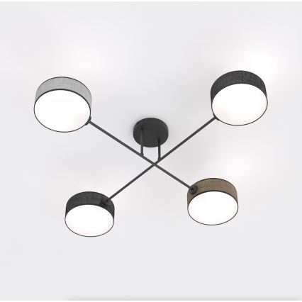 Lustre de teto sobreposto MAGA 4xE14/10W/230V preto/castanho/cinza