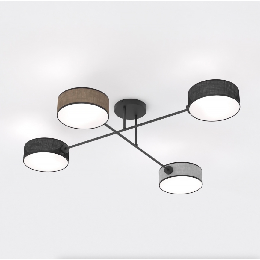 Lustre de teto sobreposto MAGA 4xE14/10W/230V preto/castanho/cinza