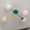 Lustre de teto sobreposto MOON 4xE27/15W/230V turquesa/amarelo