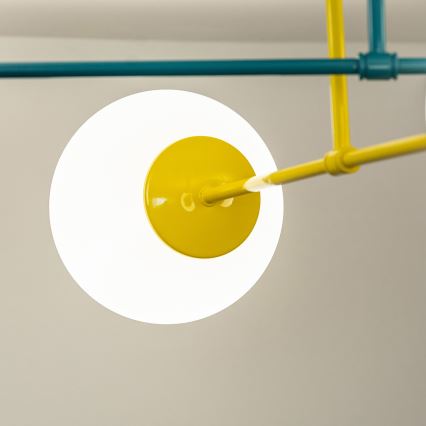 Lustre de teto sobreposto MOON 4xE27/15W/230V turquesa/amarelo