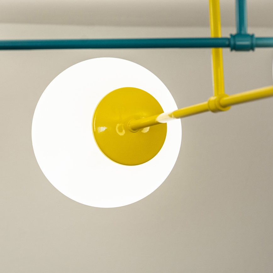 Lustre de teto sobreposto MOON 4xE27/15W/230V turquesa/amarelo