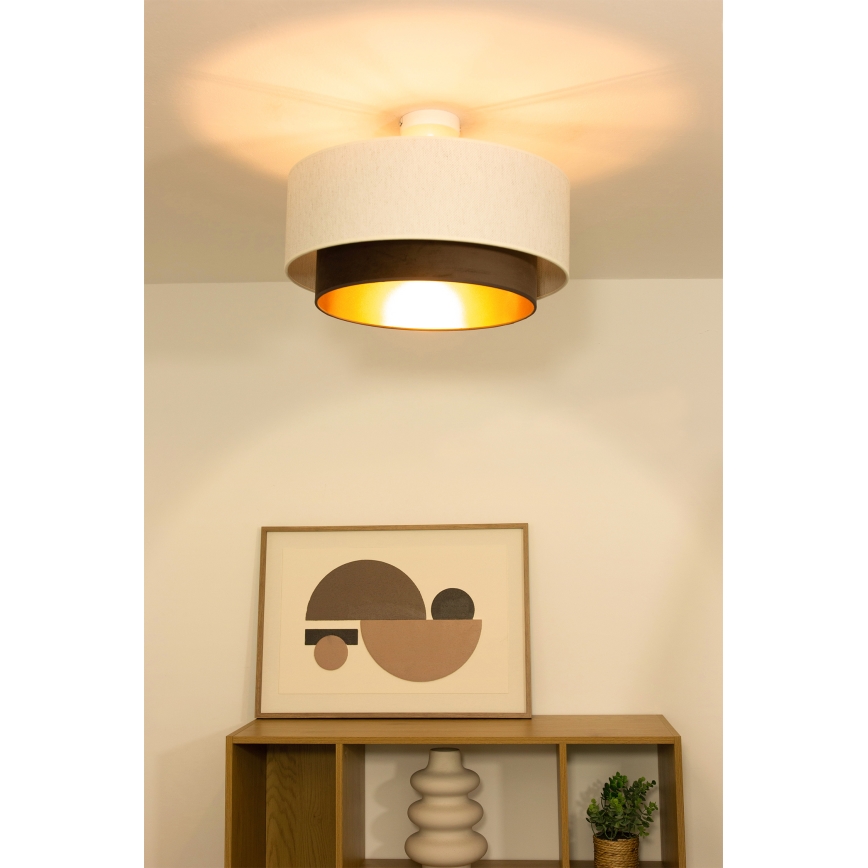 Lustre de teto sobreposto NATIA 1xE27/60W/230V Ø 45 cm branco/marrom