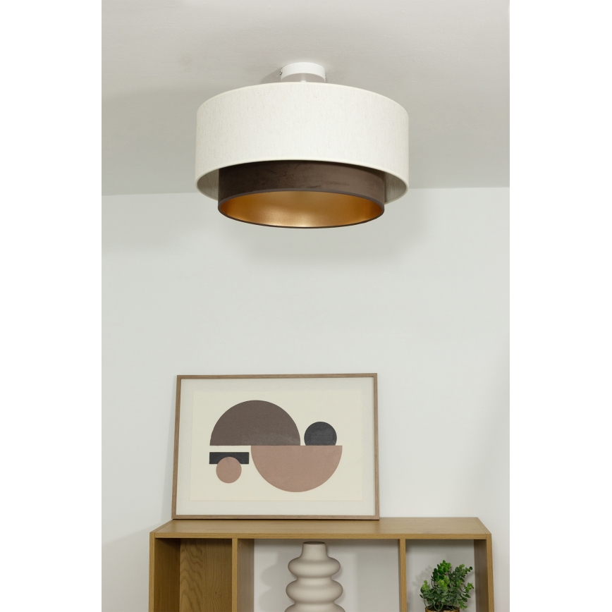Lustre de teto sobreposto NATIA 1xE27/60W/230V Ø 45 cm branco/marrom