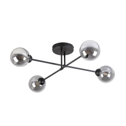 Lustre de teto sobreposto OBSIDIAN 4xG9/10W/230V preto/cinza fumê