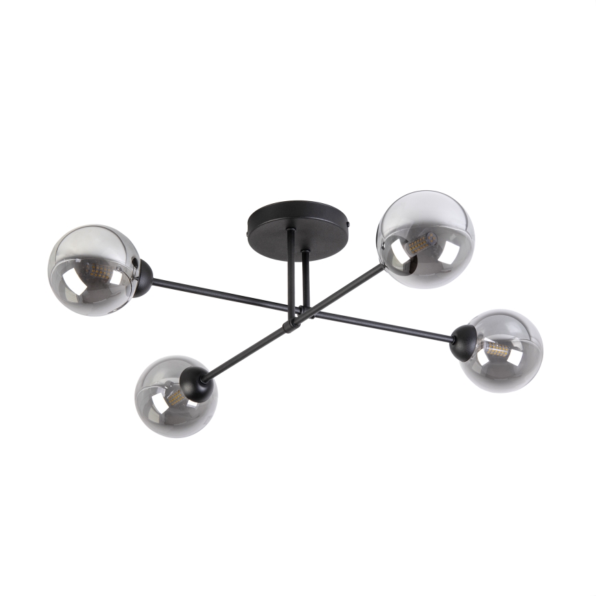 Lustre de teto sobreposto OBSIDIAN 4xG9/10W/230V preto/cinza fumê