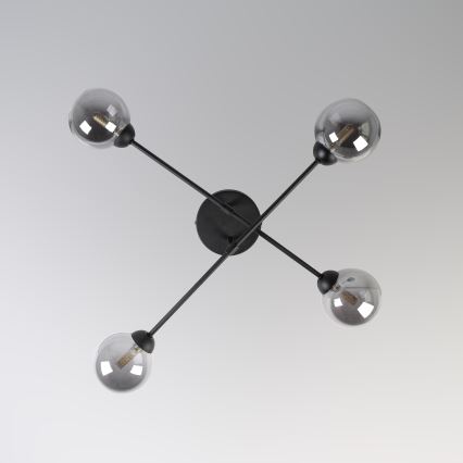 Lustre de teto sobreposto OBSIDIAN 4xG9/10W/230V preto/cinza fumê