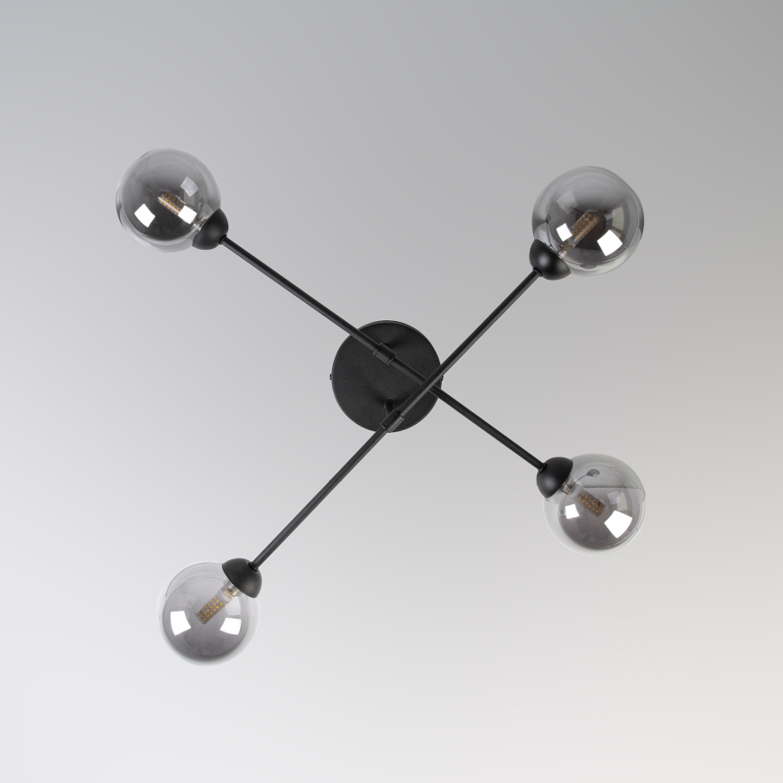 Lustre de teto sobreposto OBSIDIAN 4xG9/10W/230V preto/cinza fumê