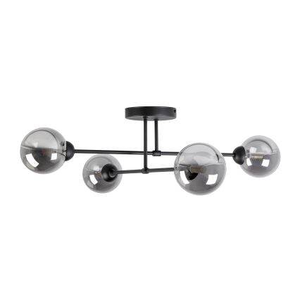 Lustre de teto sobreposto OBSIDIAN 4xG9/10W/230V preto/cinza fumê