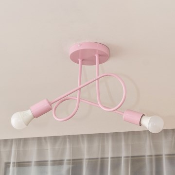 Lustre de teto sobreposto OXFORD 2xE27/15W/230V rosa