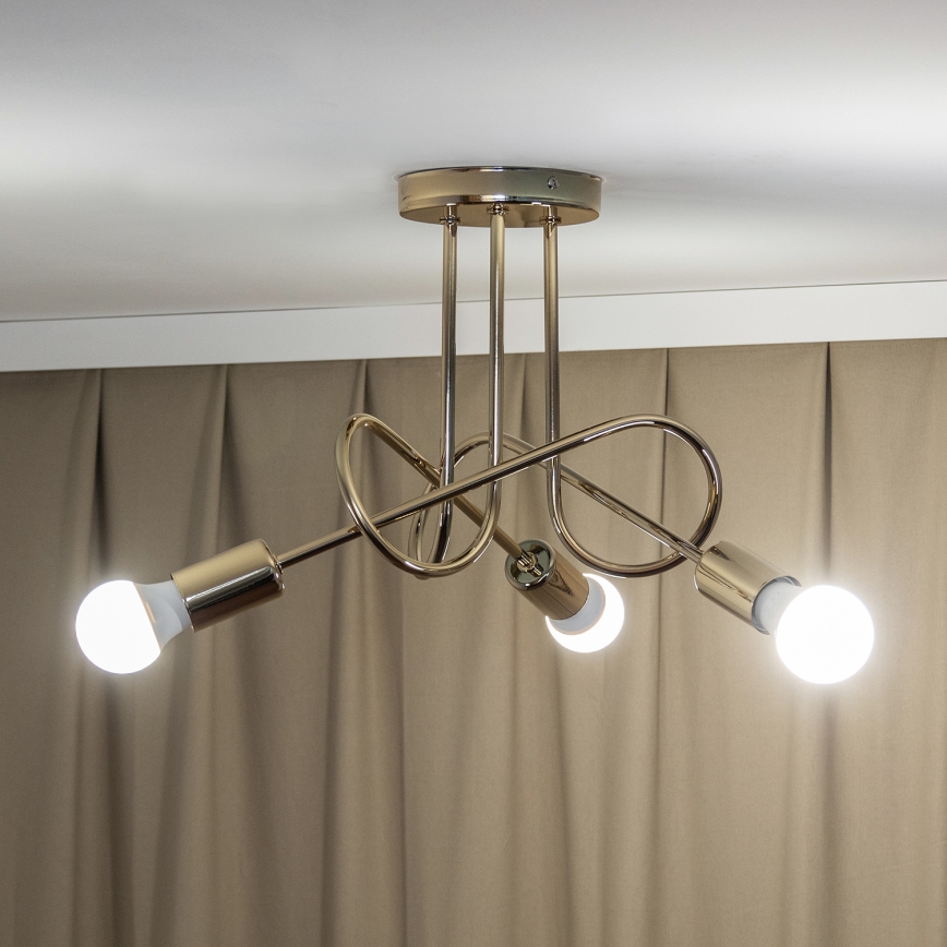 Lustre de teto sobreposto OXFORD 3xE27/15W/230V dourado