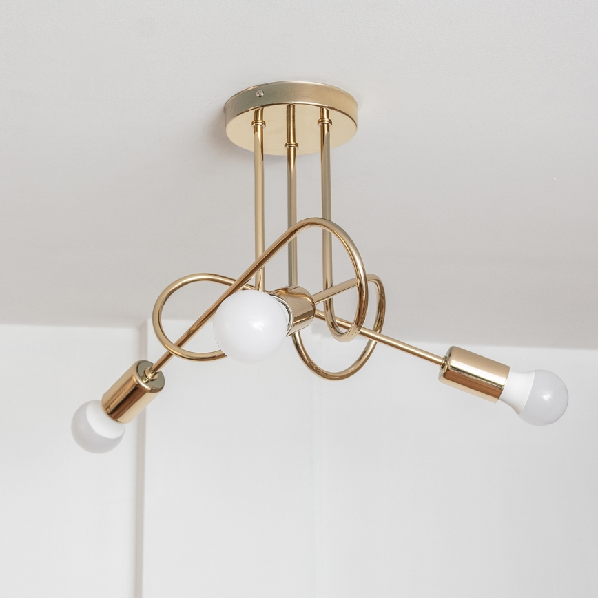 Lustre de teto sobreposto OXFORD 3xE27/15W/230V dourado