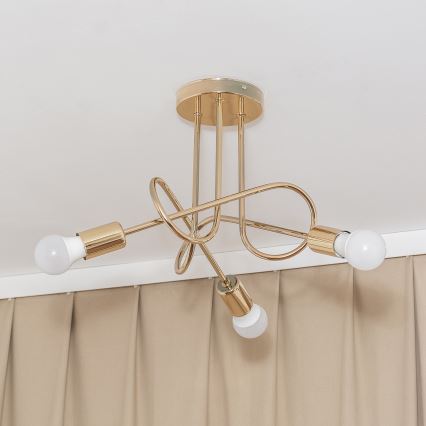 Lustre de teto sobreposto OXFORD 3xE27/15W/230V dourado