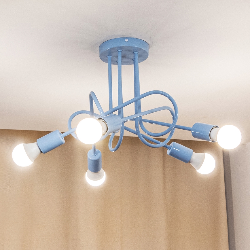Lustre de teto sobreposto OXFORD 5xE27/15W/230V azul