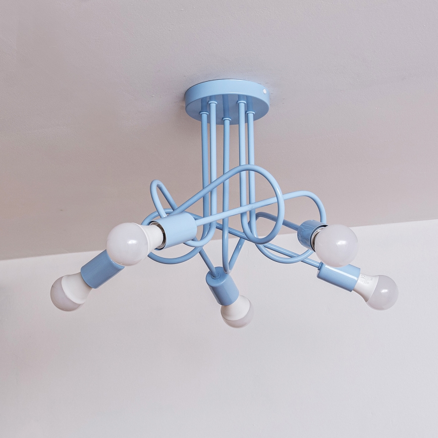 Lustre de teto sobreposto OXFORD 5xE27/15W/230V azul