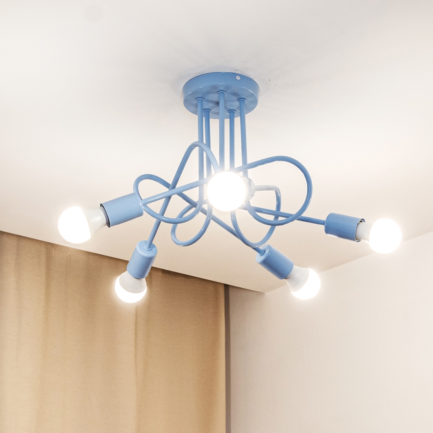Lustre de teto sobreposto OXFORD 5xE27/15W/230V azul