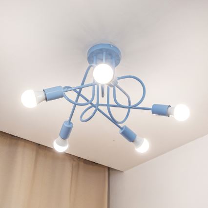Lustre de teto sobreposto OXFORD 5xE27/15W/230V azul