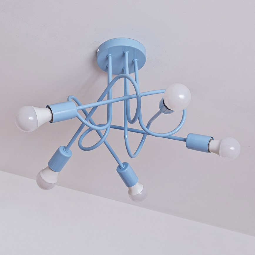 Lustre de teto sobreposto OXFORD 5xE27/15W/230V azul