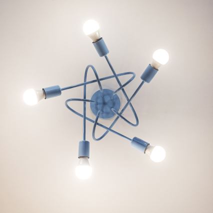Lustre de teto sobreposto OXFORD 5xE27/15W/230V azul