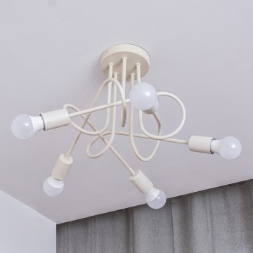 Lustre de teto sobreposto OXFORD 5xE27/15W/230V cor creme