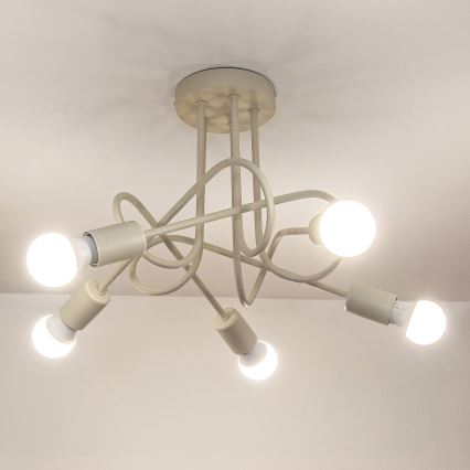 Lustre de teto sobreposto OXFORD 5xE27/15W/230V cor creme