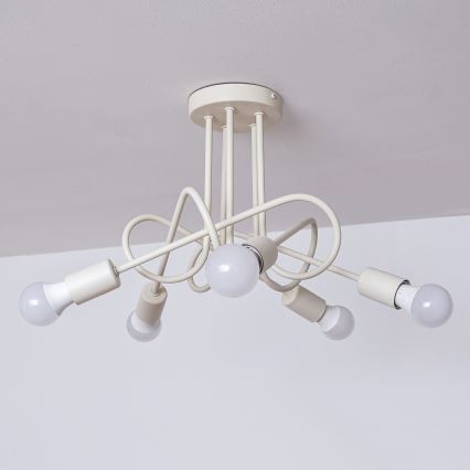 Lustre de teto sobreposto OXFORD 5xE27/15W/230V cor creme