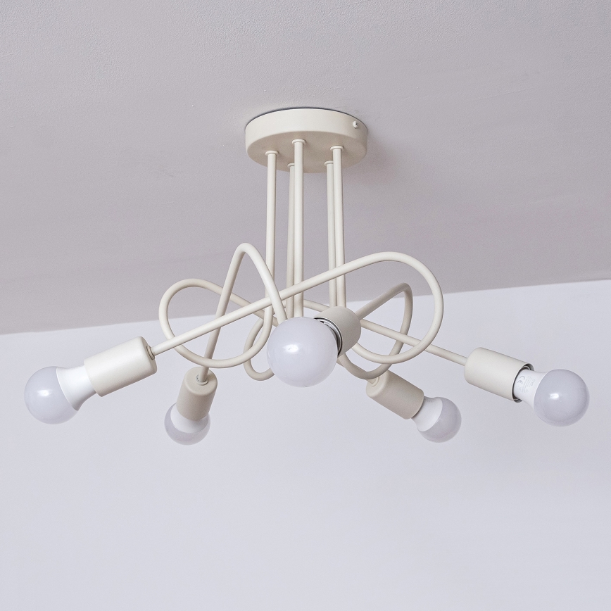 Lustre de teto sobreposto OXFORD 5xE27/15W/230V cor creme