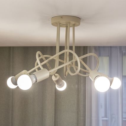 Lustre de teto sobreposto OXFORD 5xE27/15W/230V cor creme