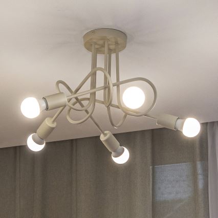 Lustre de teto sobreposto OXFORD 5xE27/15W/230V cor creme