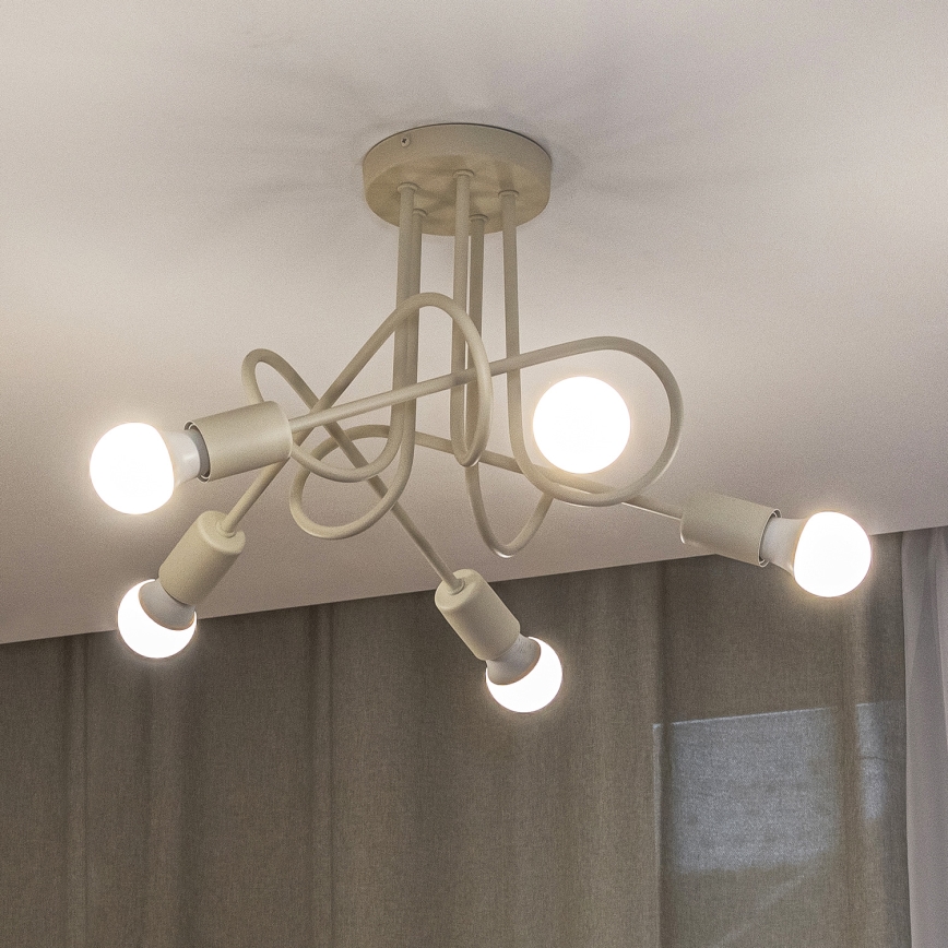 Lustre de teto sobreposto OXFORD 5xE27/15W/230V cor creme